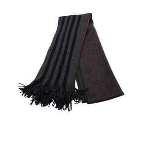 Apt. 9 Fringed Rectangle Scarf One Size Unisex‎ Striped Black Gray Red Acrylic